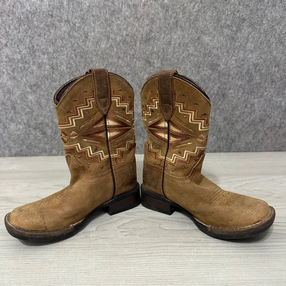 Roper‎ Monterey Aztec Western Boots Little Kids Size 11 Brown Leather Cowboy
